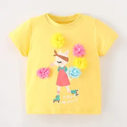 Brand Quality 100% Combed Cotton t-shirts 2025 Summer Short-sleeve Baby Girl Clothes Children Bebe Kids Girls Casual Cartoon Tee