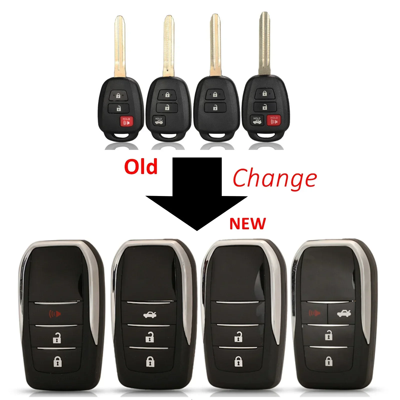 Upgrade Car Key Housing Modified Key Shell for Toyota Reiz Corolla Vios Camry RAV Prado YARIS 2014 2015 2/3/4 Button TOY43 Blade