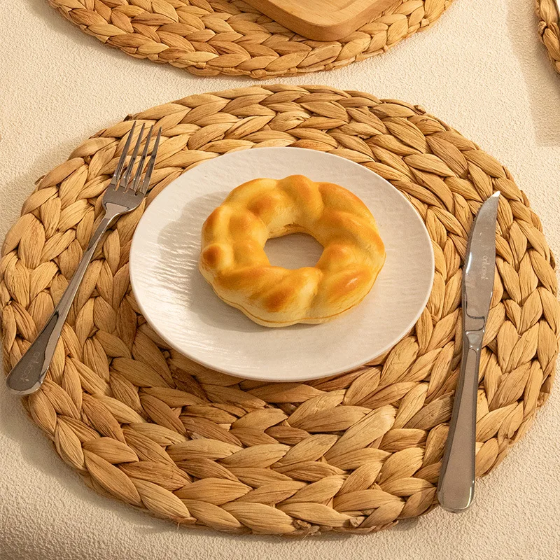 10-38CM Household Round Hand-woven Hyacinth Table Decoration Anti-scalding Heat Insulation Placemat Home Natual Straw Cups Mat