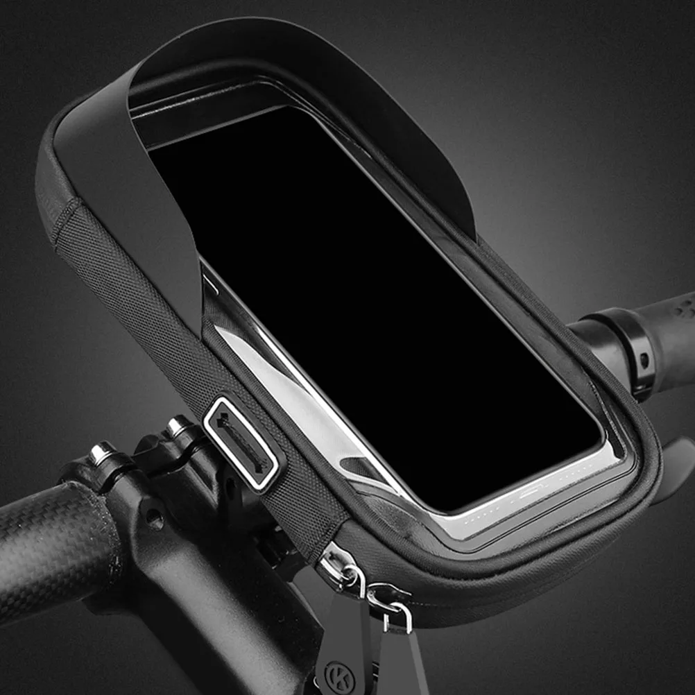 Borsa per telefono da bici Custodia impermeabile per cellulare con supporto regolabile per manubrio o telaio Chiusura con cerniera trasparente Conveniente