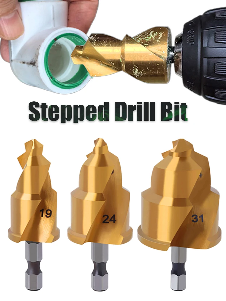 PPR Lifting, Stepped Drill Bit, Hexagon Shank Water Pipe Connection Tool 20/25/32mm,full Open Process Hand Tool Wireless drills