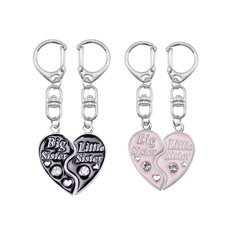 Llavero grande Sis Lil Sis para Grils, colgante de mochila con letras de corazón lindo, accesorios de llavero de coche, joyería, regalo de cumpleaños