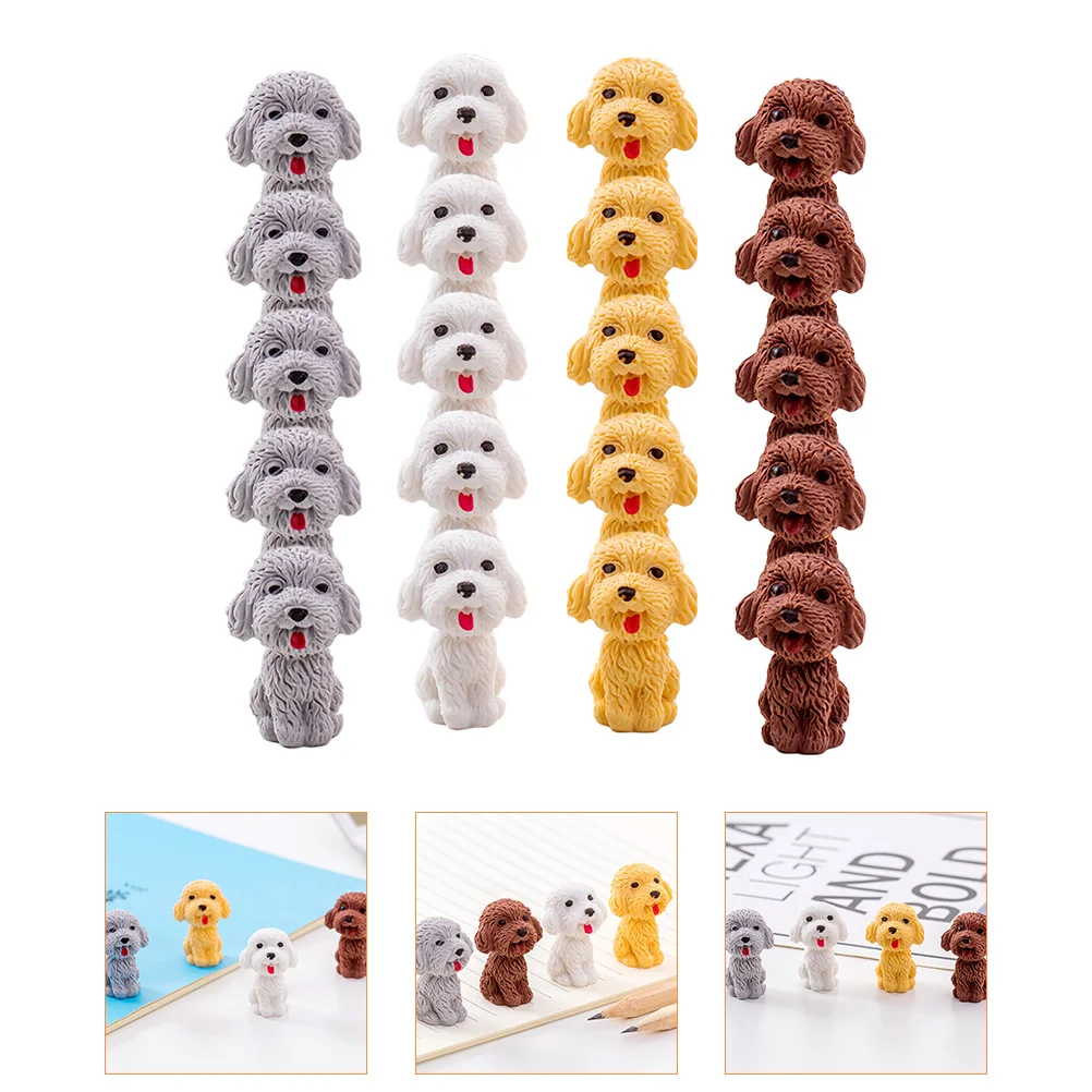 20 Pcs Dog ​​pencil Eraser Lovely Erasers for Kids Rubber Stationery Mini Animal Figurines Puppy Toy Set Students Use