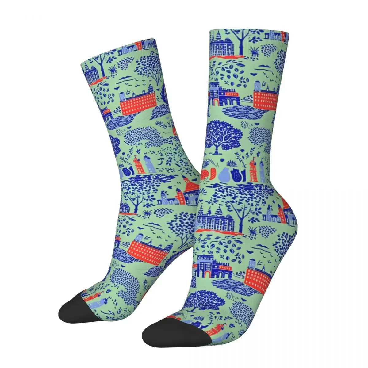 London Sightseen Naive Style Men's Socks Retro Harajuku Street Style Novelty Pattern Crew Sock