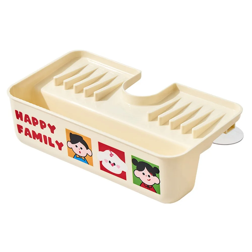 

Стеллаж для хранения смесителя на присоске, разделение сухой и влажной воды, сливная полка для раковины с героями мультфильмов, компактный ящик для хранения слива крана