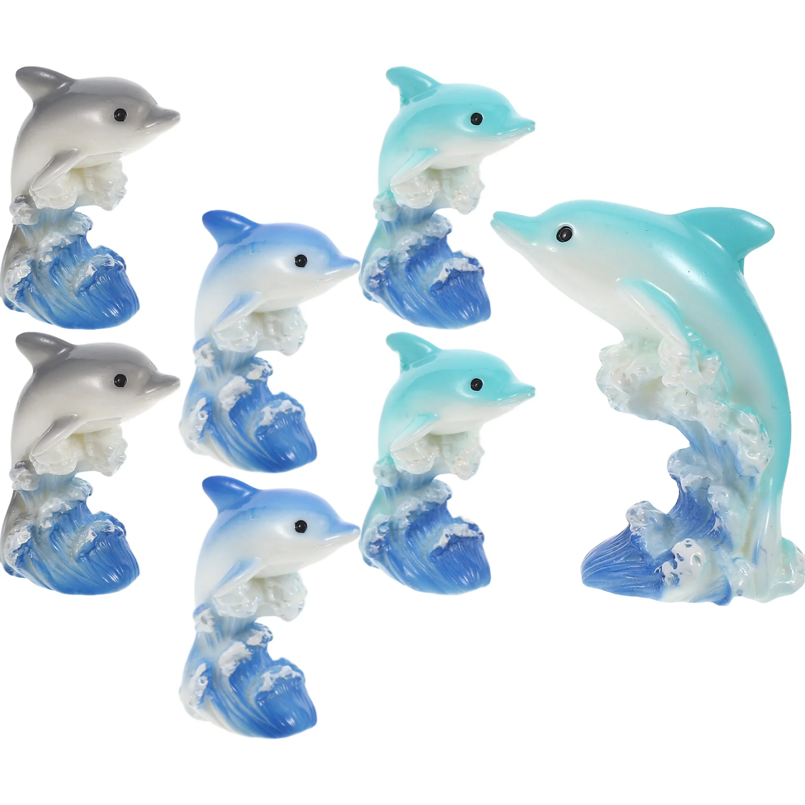 7개 미니 레진 돌고래 해양 동물 상세 디자인 수족관 요정 정원 컵케이크 장식 돌고래 케이크 토퍼