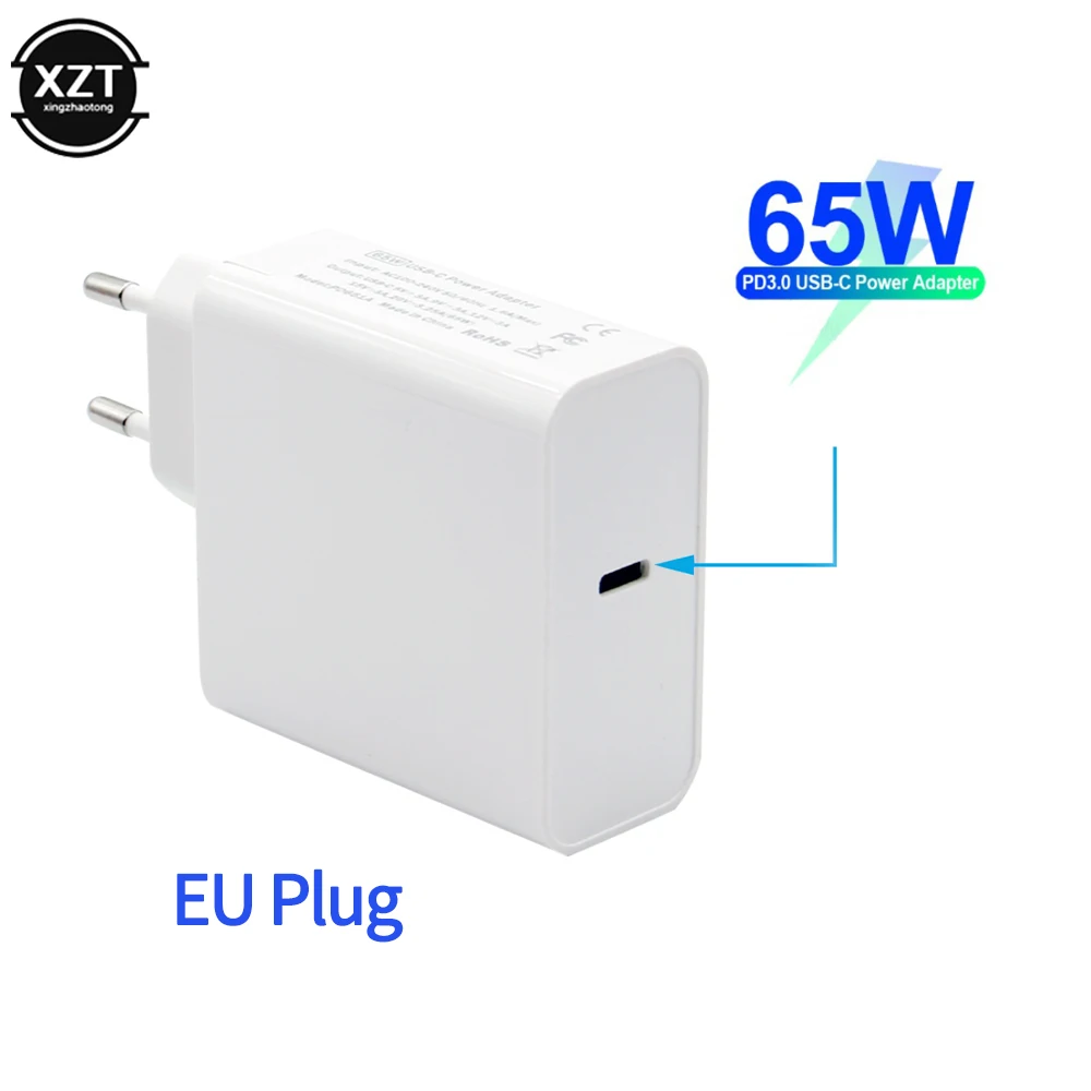 PD 65W Laptop Charger USB Type C Charger 20V3.25A Fast Charger Adapter US EU for Apple MacBook Air iPad Pro Samsung S9 iPhone XS