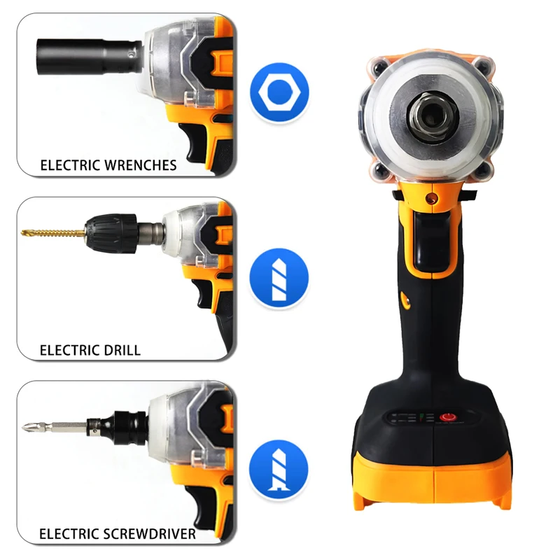 18V Cordless Brushless Electric Wrench Impact wrench brushless 520N.m Hand Drill DIY Tool for Makita Battery electric wrench 18v