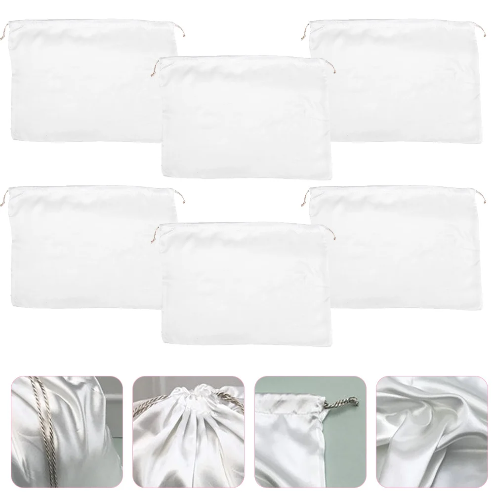 

6 Pcs Dustproof Storage Bag Drawstring Pouch Silk Purse Bags Small Packing Handbag Satin with