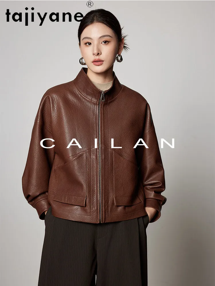 TAJIYANE 100% Sheepskin Leather Jacket Woman Lychee Patterned Genuine Leather Jackets Short Casual Coat 2026 Spring Clothes 가죽자켓