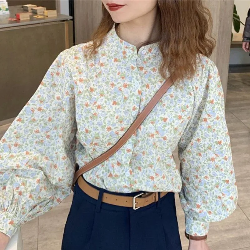 Sweet Shirts for Women Flower Printed Chic Korean Style Long Sleeve All-match College Casual Ins Spring Autumn Soft New Popular