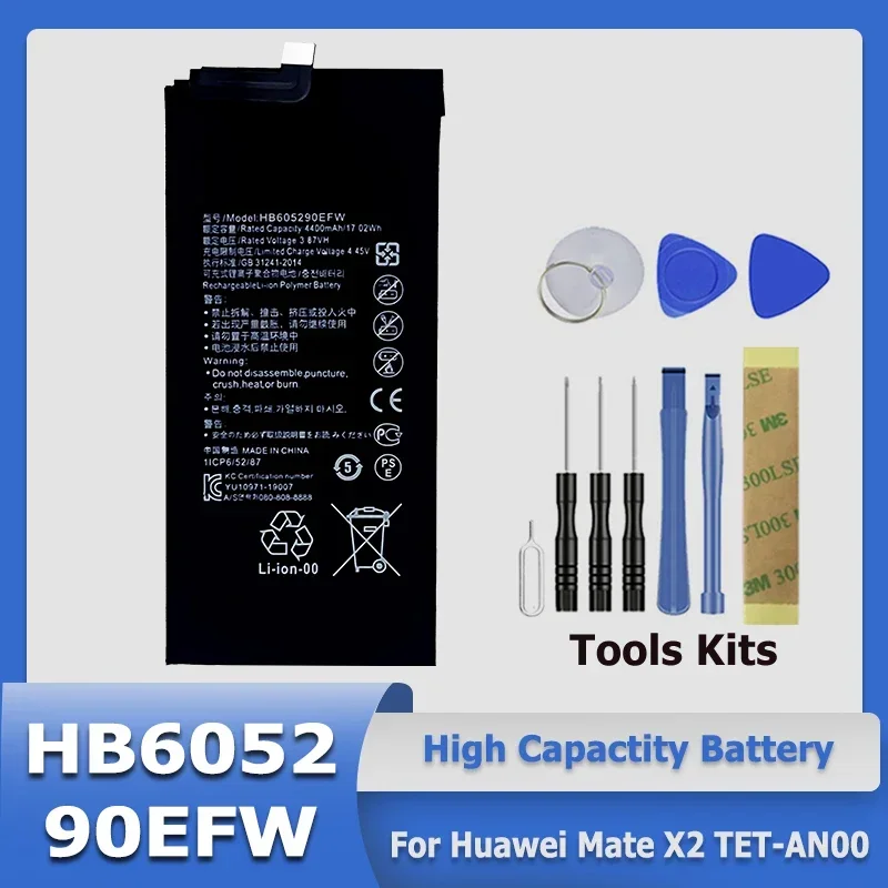 

XDOU NEW 4400mAh HB605290EFW Replacement Battery For Huawei Mate X2 TET-AN00 Mobile Phone Batteries + Kit Tool