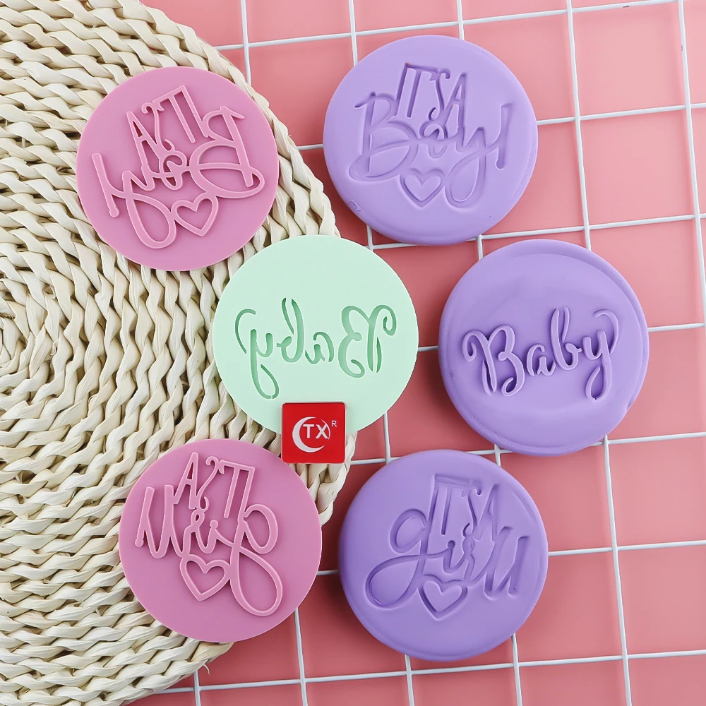 TX Acrylic Oh Baby Topper Fondant Embosser Cookies Stamp For Baby Show Fondant Cake Decorating Icing Cupcakes Stencil Supplier