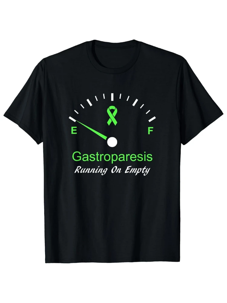 

"Running on Empty"-F/Gas Ribbon Design,with Green Speedometer Graphic for Gastroparesis Sufferer-100%cotton men's T-shirt.