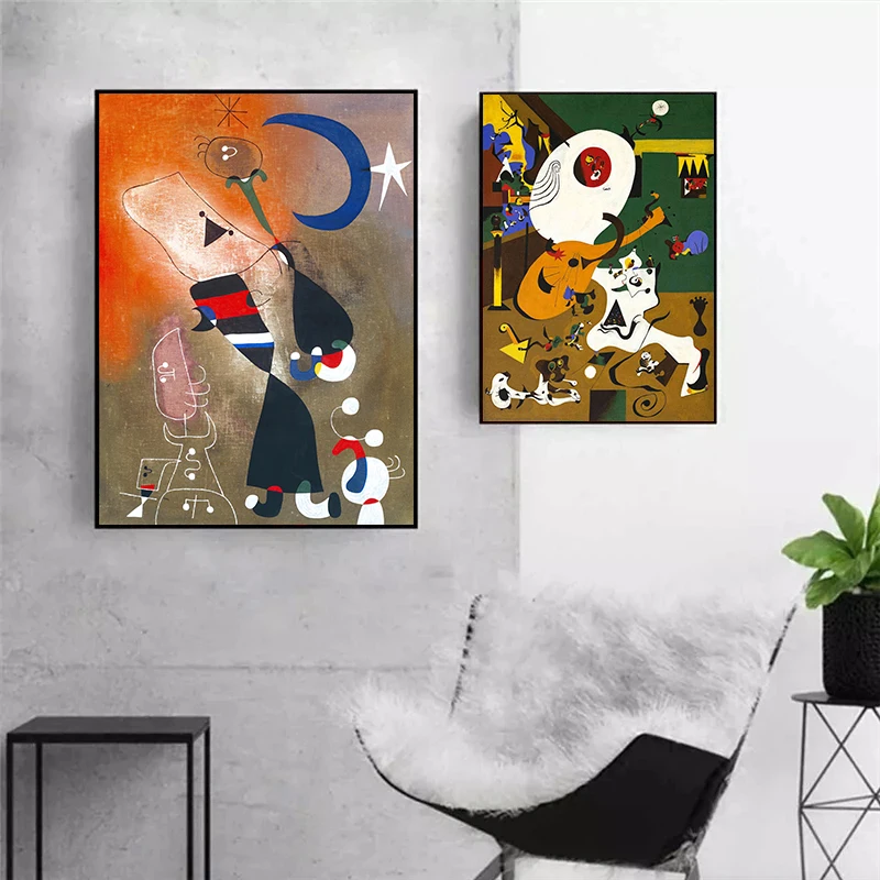 الحديثة جوان ميرو السريالية الفن الملصقات والمطبوعات حائط لوح رسم صور مجردة ديكور غرفة المنزل ديكور كوادروس #3
