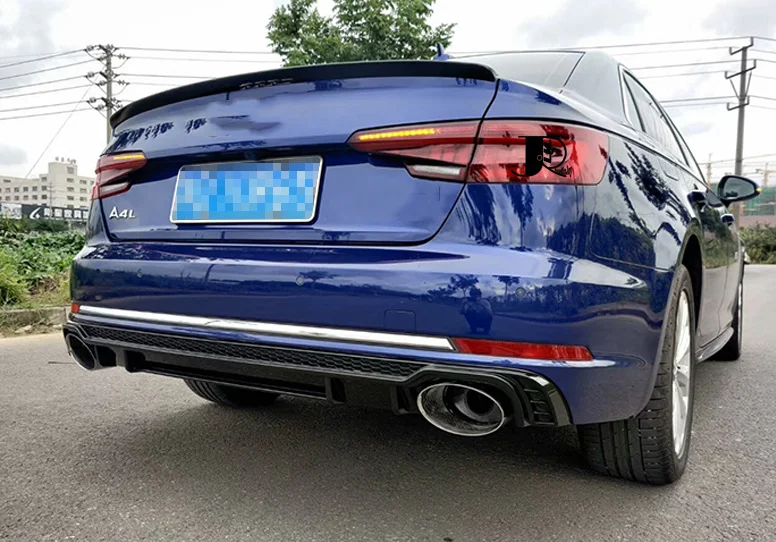 Hot Sale ABS Material Rear Diffuser For Audi B9 A4 Upgrade RS4 Style 2017-2019 Rear Diffuse Bumper Lip Factory Body Parts