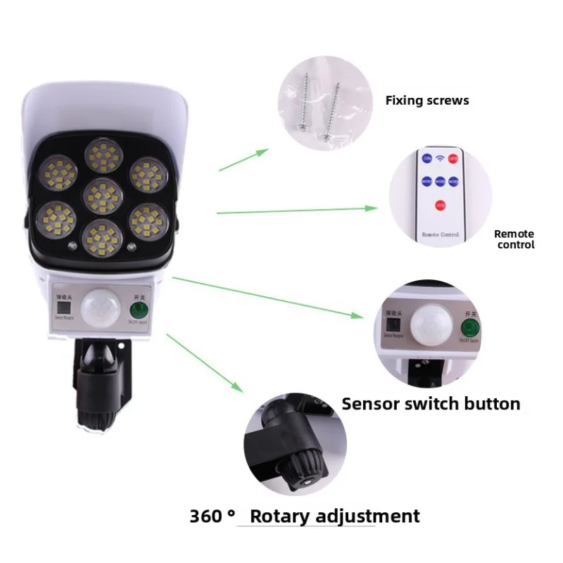 مراقبة محاكاة الطاقة الشمسية ضوء حديقة ضوء التحكم عن بعد كاميرا مراقبة كاذبة الجدار مصباح الإضاءة في الخارج #3