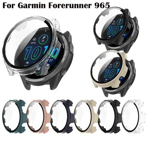 Garmin Forerunner 965 Forerunner 265 265S 화면 보호기 케이스 커버 pc 2in1 쉘 + 강화 유리 필름 용 전체 보호 케이스