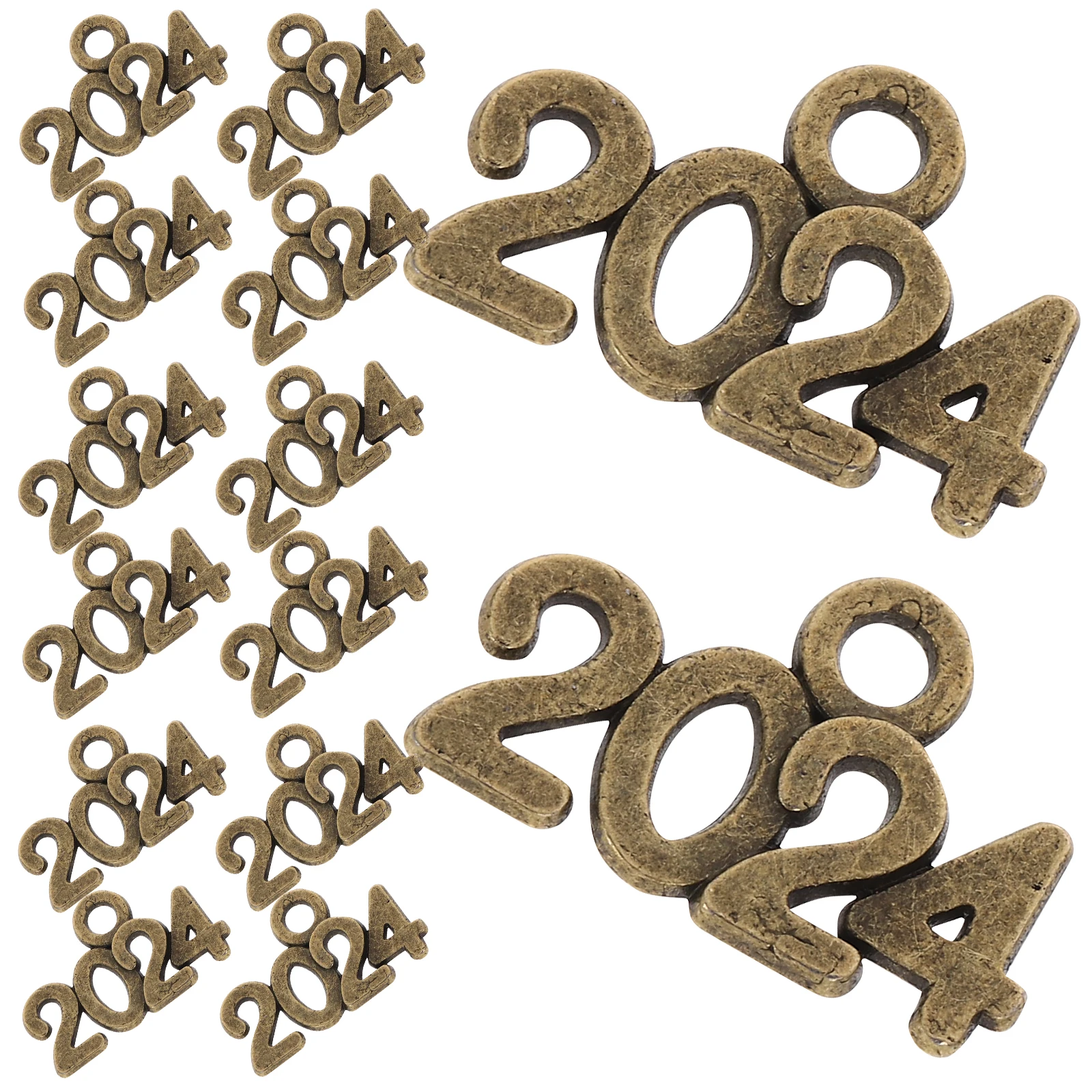 

100 Pcs 2024 Number Charms Zinc Alloy Retro Pendant Ornaments for DIY Jewelry Making Bracelet Necklace Accessories