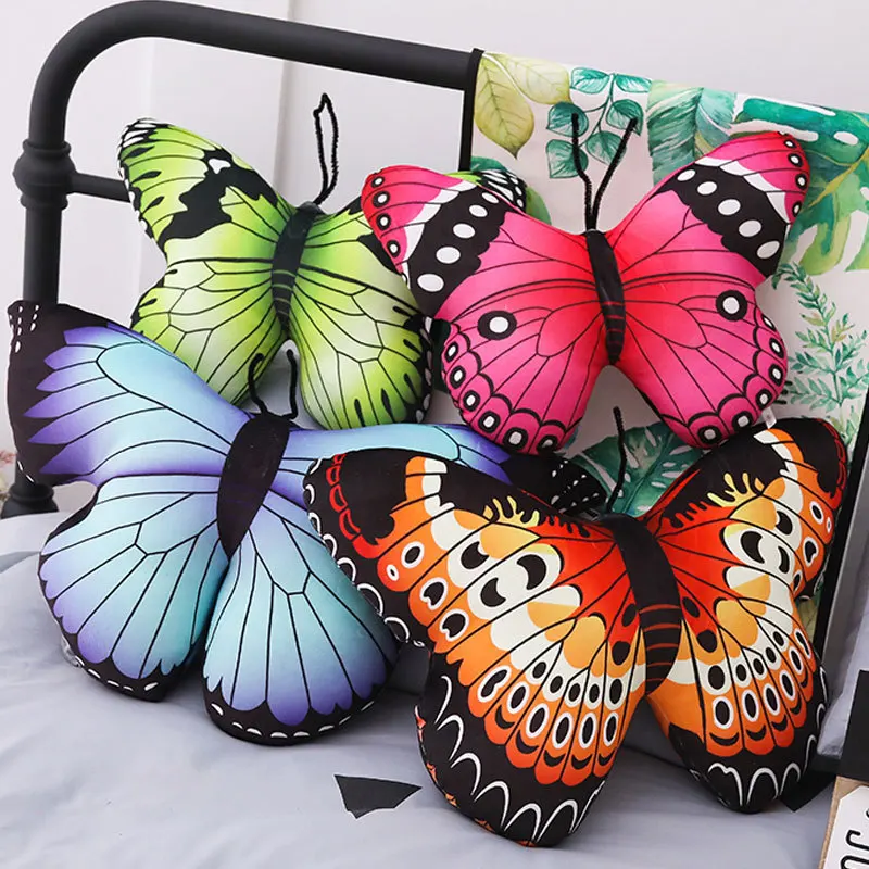 Colorful Butterfly Plush Throw Pillow, Stuffed Lifelike Butterfly Cushion, Home Sofa Decoration