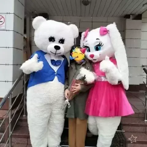 

Luxury Blue Tailcoat Bear Mascot Costume Cartoon Long Ears Rabbit Doll Clothes Advertising Cosplay Party Performance Outfits