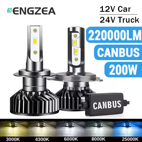 ENGZEA H7 H4 Led Canbus Headlight12V 24V H1 H8 220000LM 200W H9 H11 9005 9006 Hb3 Hb4 Led Bulb Lamp for Car 4300K 6000K 8000K