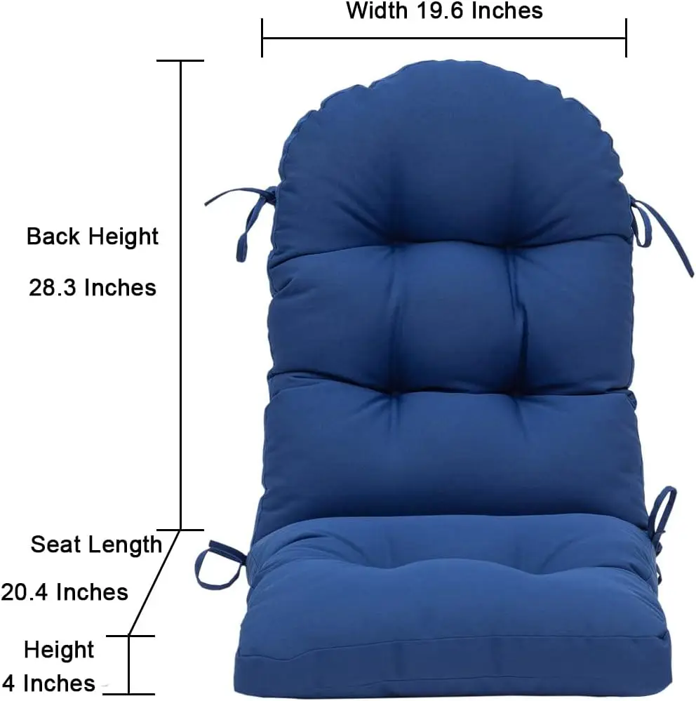 Outdoor High Back Chair Cushion for Adirondack, All Weather Rocking Chair Cushions Thick Padded Replacement for Patio Furniture Set of 2,Royal Blue