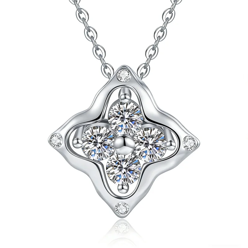 

XL549 Lefei Fashion Luxury Classic Moissanite Color D Double Color Clover Necklace Charm Women 925 Sterling Silver Party Jewelry