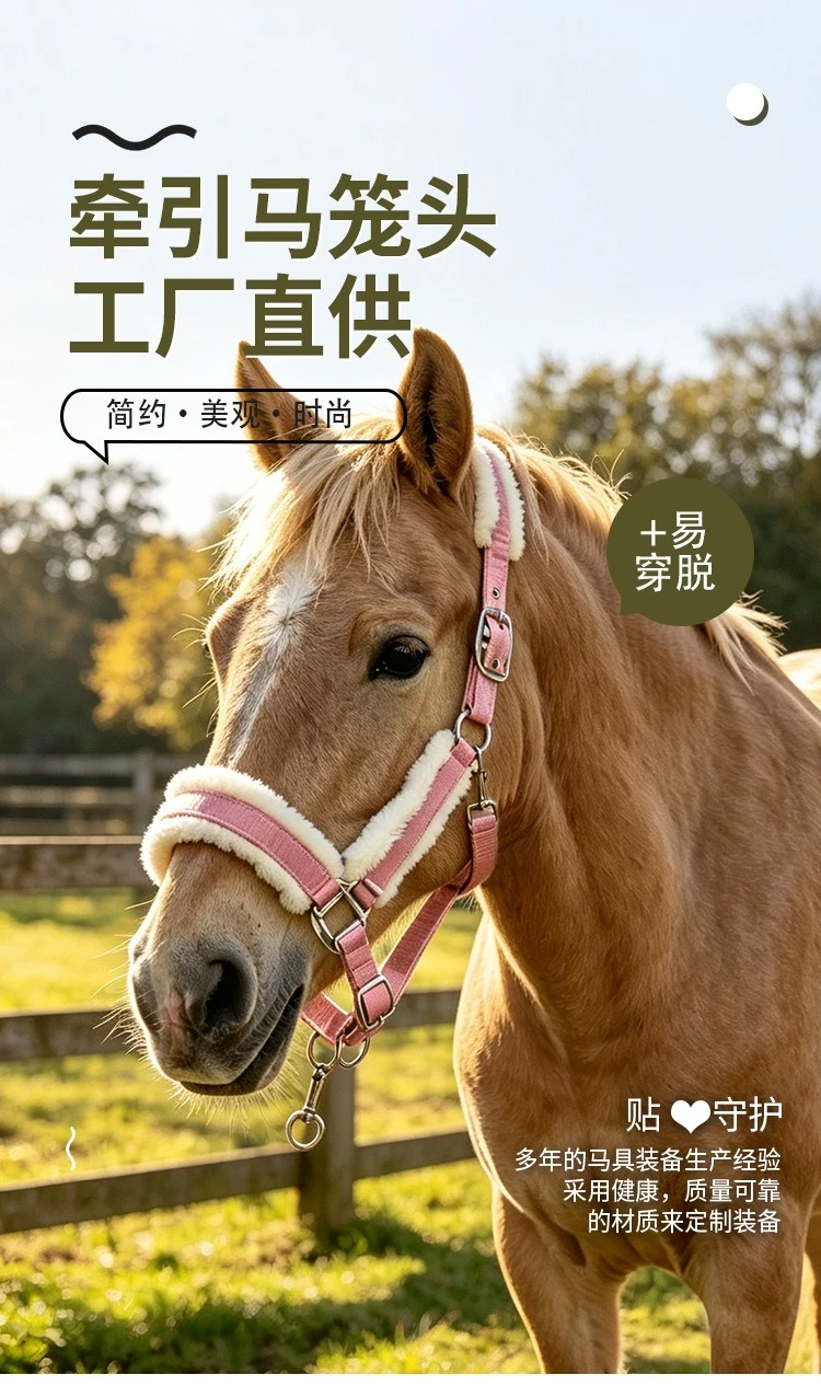 Equestrian Supplies Anti‑Wear Adjustable PP Webbing Headstall Horse Harness Horse Hood Traction Horse Riding Tack Equipment