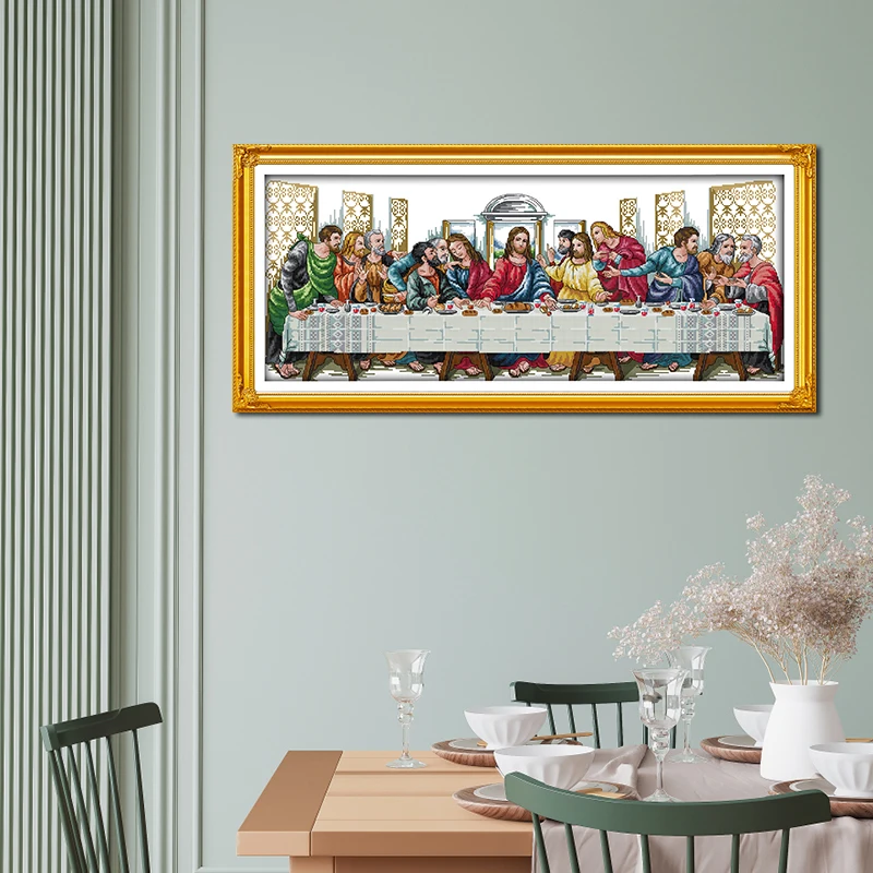 Joy Sunday Last Supper Christian Painting kit punto croce Home Decor contati stampato 16/14/11CT set di ricamo ricamo fai da te