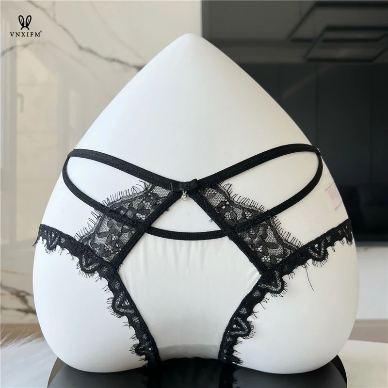 2024 Spring and Summer Thin Mesh Satin Stitching Women\'s Underwear Sexy Hollow Black Lace Briefs Quick-drying Soft Underwear