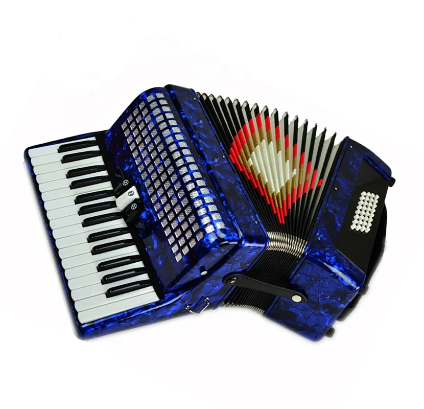 High Quality Cheap 30 Keys 32 Bass 3 Registers Student Blue Celluloid Piano Keyboard Accordion Diatonic Chromatic