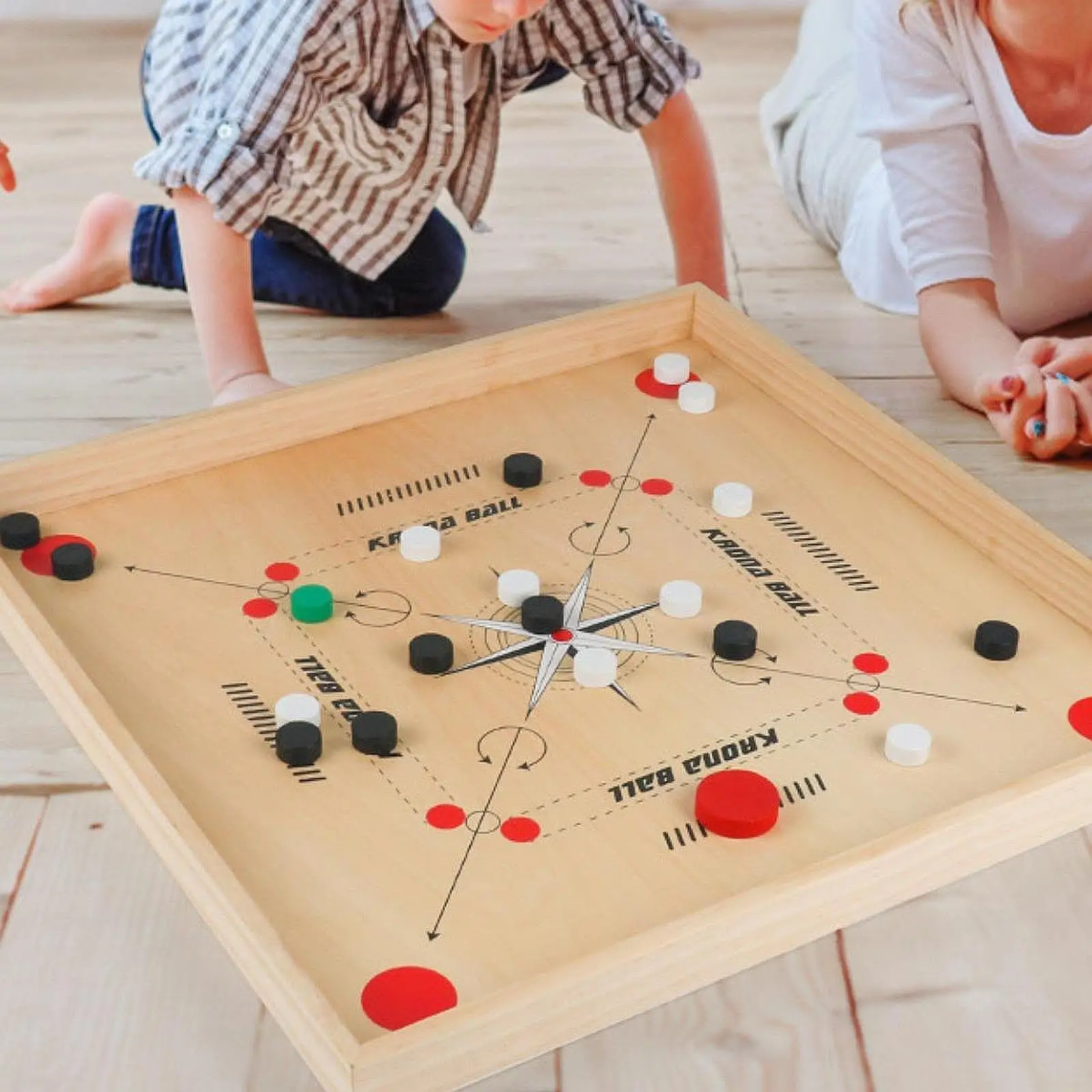 

Настольный набор, деревянная настольная игра, настольная игра Fun Challenge 18 x 18 дюймов, настольная игра с краями из твердой древесины для всех игроков