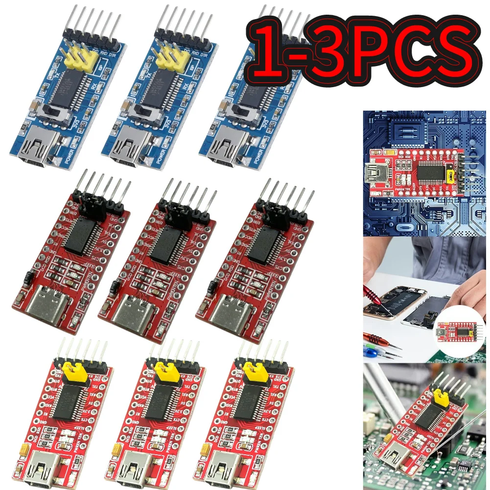 1-3PCS FT232RL FTDI USB To TTL Serial Adapter Module 3.3V 5.5V FT232 Pro Mini USB TO TTL 232 USB To TTL Serial Converter Module