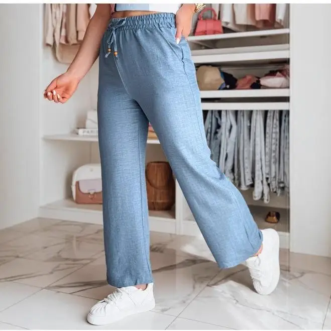 

Белые хлопковые брюки прямого кроя для женщин, свободные летние брюки с эластичным поясом, повседневные длинные брюки, винтажная женская одежда