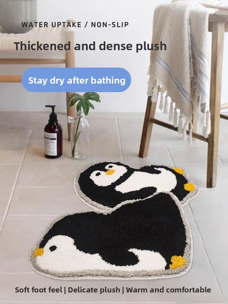 

Adorable Plush Animal Bathroom Mat Quick Dry Kitchen Entrance Anti Slip Door Mat Absorbent Home Decor Carpet Cartoon Pattern