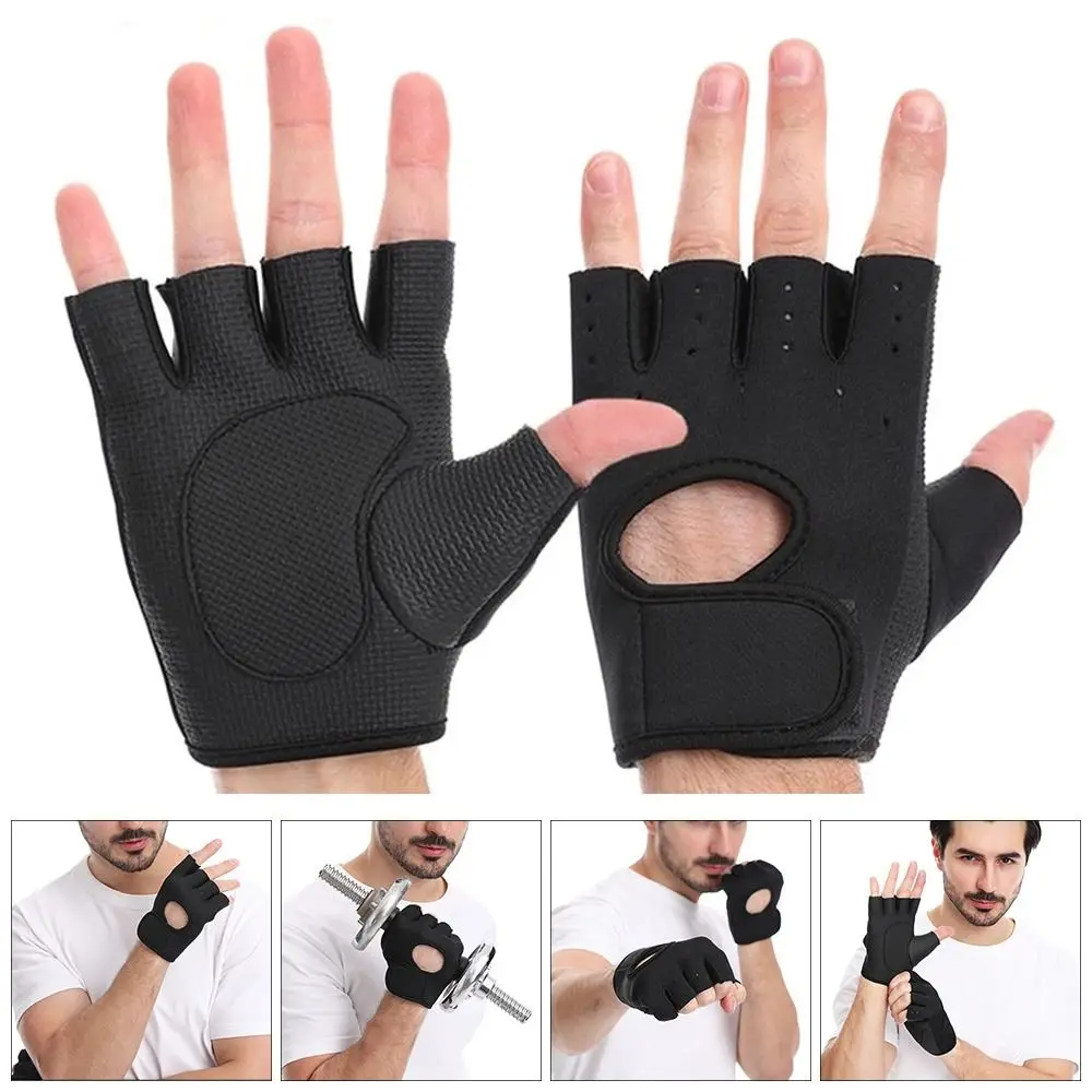 Men Hollow Back Bodybuilding Training Silicone Palm Fitness Gloves Weightlifting Gloves Dumbbells Gloves Fitness Gym Mittens