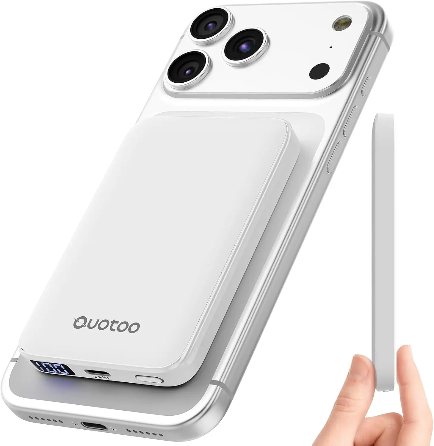 Ultra-Thin Magnetic Power Bank 5000mAh, 15W Fast Wireless Charging, 20W USB-C PD, LED Display, Portable Travel Essential for iPhone 17 16 15 14 13 12
