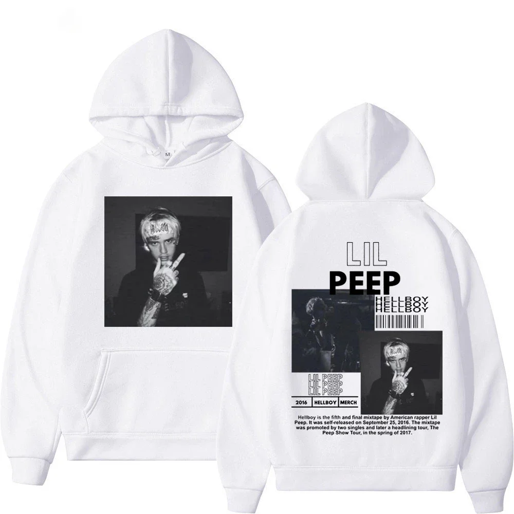 

Hip hop rapper Lil Peep patterned hoodie high-quality fashion pullover men's and women's street fashion retro hooded sweatshirt