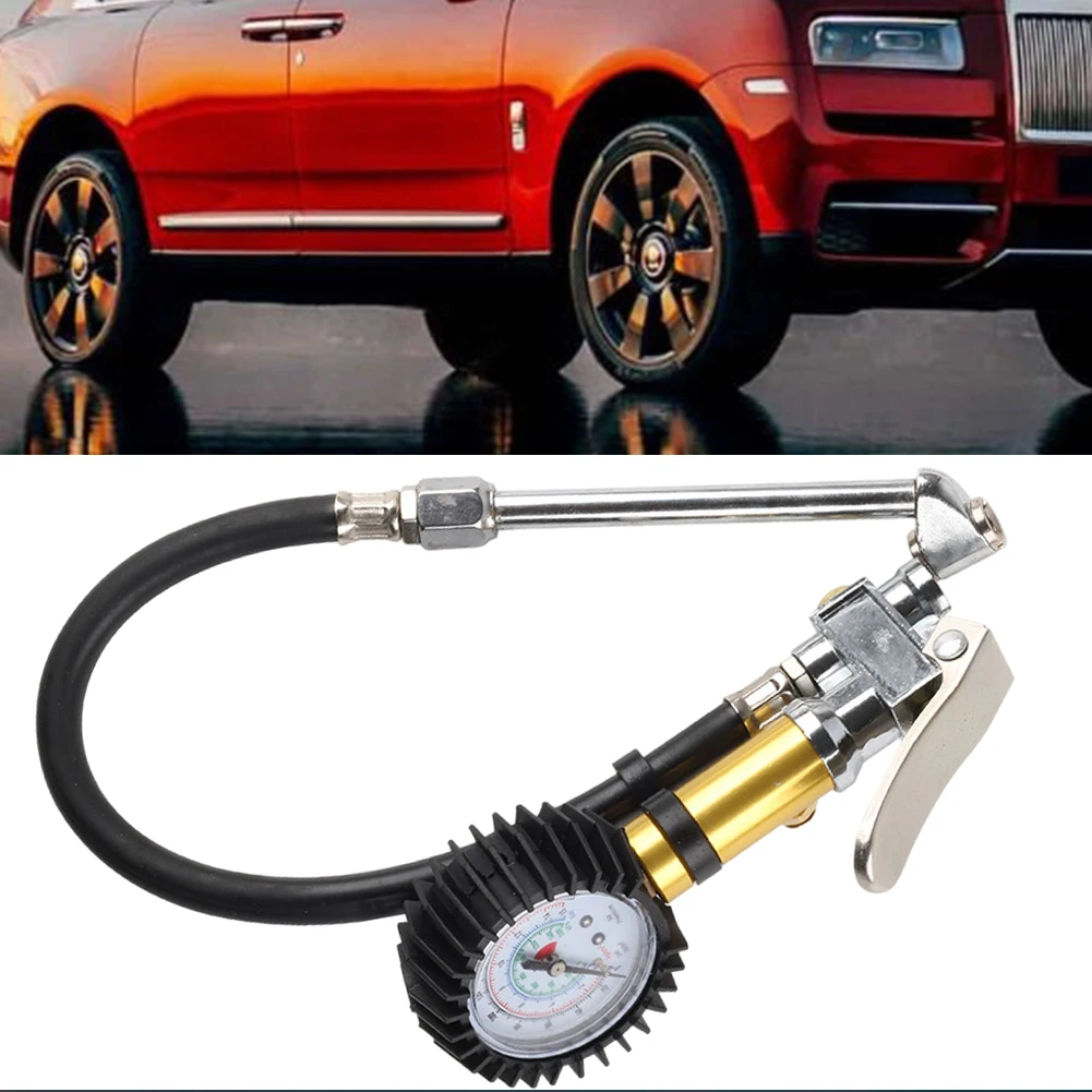 0-220Psi Car Tire Pressure Gauge with Rubber Hose Air Compressor High Precision Air Line Tyre Pump Inflator for Car Trucks Tires