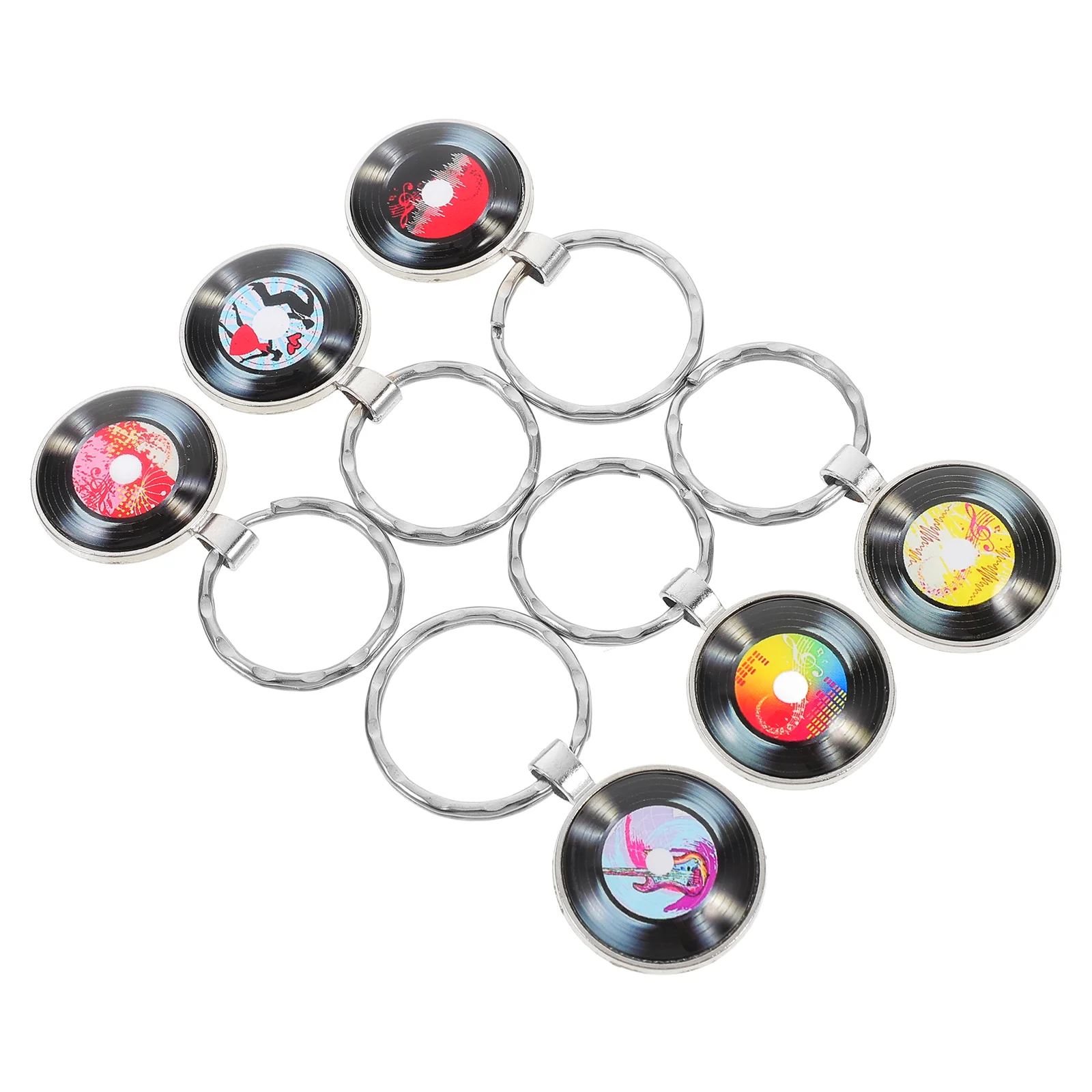 

6 Pcs Record Keychain Dance Party Favors Pendant Locket Decor Keychains Bag Hanging Microphone Decoration Vinyl Records Ring