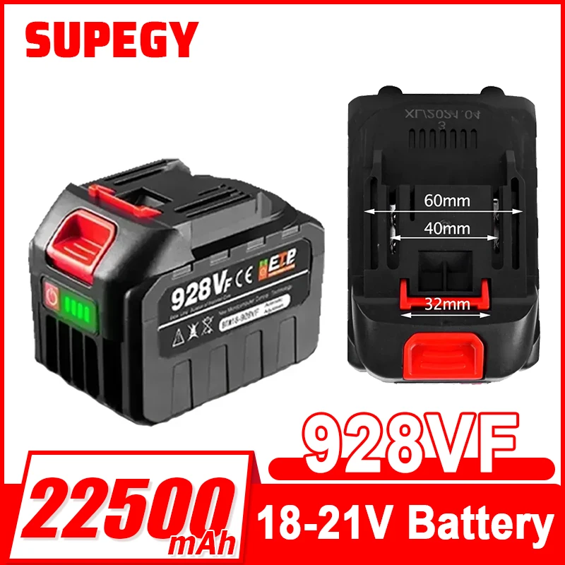18V 21V 928VF Battery 20V 22500mah Rechargeable Lithium Ion Battery with Capacity Indicator for Makita Electric Power Tool