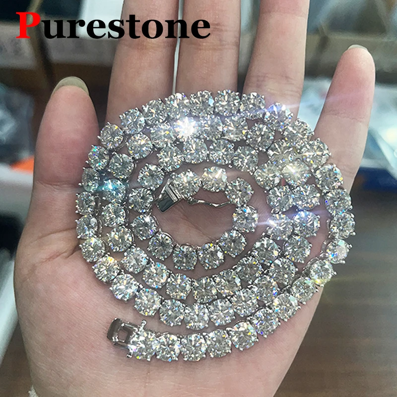 【Patented Buckle】Hip Hop Moisssanite Tennis Necklace 925 Sterling Silver Moisssanite Diamond Tennis Chain for Women & Men 썸네일 2