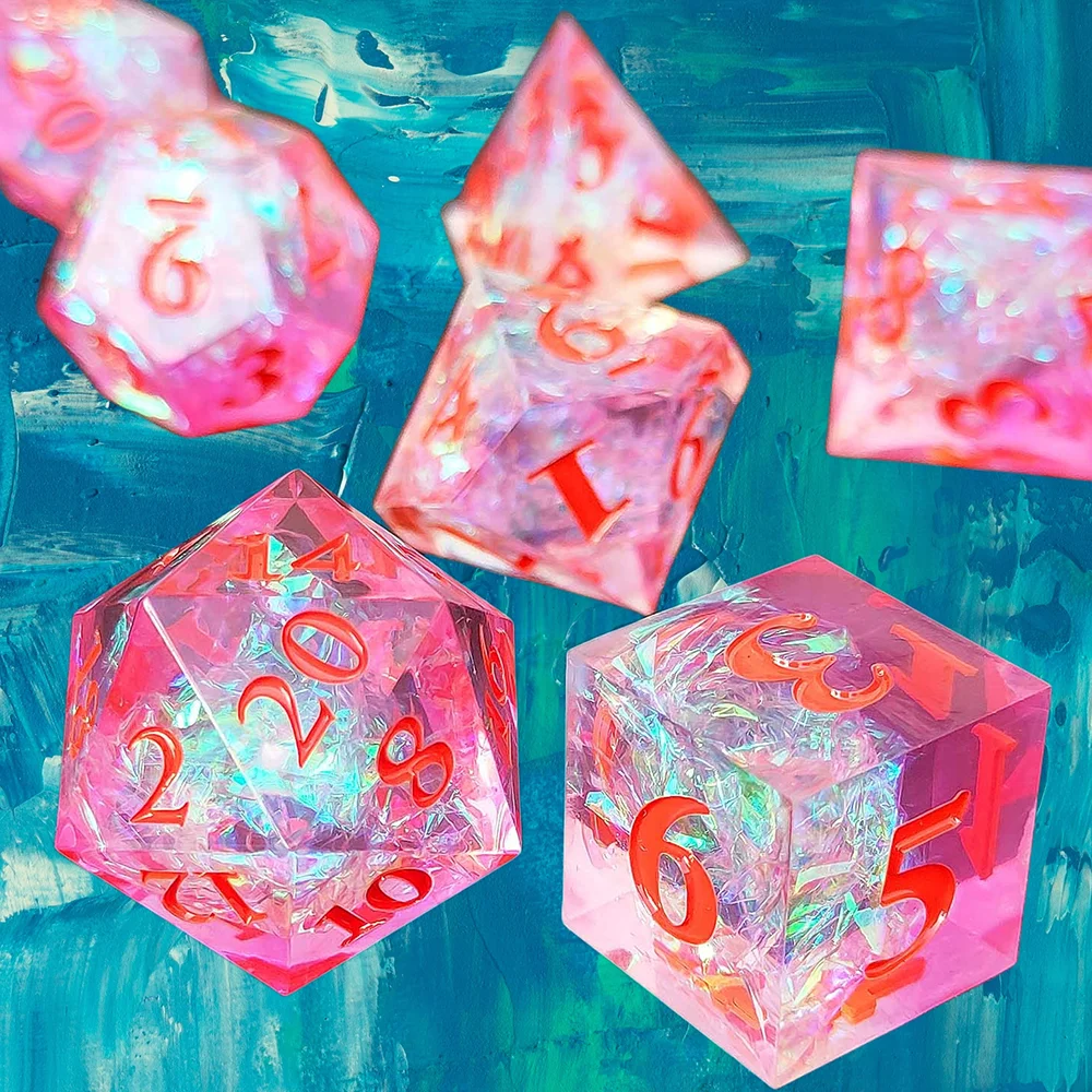 

Colourful Resin Dice Sharp Edge Polyhedral Dice DND Dice Set For Dungeon and Dragon Pathfinder Role Playing Game(RPG)/MTG Game