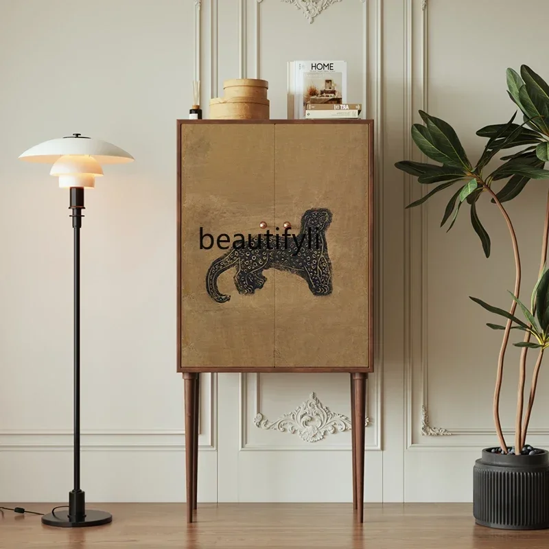 

ss K178 SS25 French household storage chest, bedroom, living room, solid wood aisle, entrance, integrated storage decorative cab
