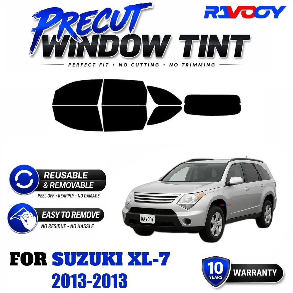 RAVOOY Precut Window Tint, Reusable Removable EPU Film, Custom Fit for Suzuki XL-7 2005-2013, UV Heat Protection