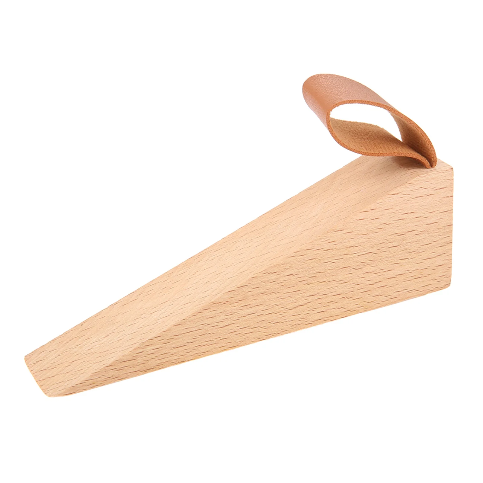 

1pc Creative Solid Wood Door Stopper Beech/Black Walnut Non-Slip Stop Kids Protect Leather Rope Wedge Anti-collision 16*3.5*5cm