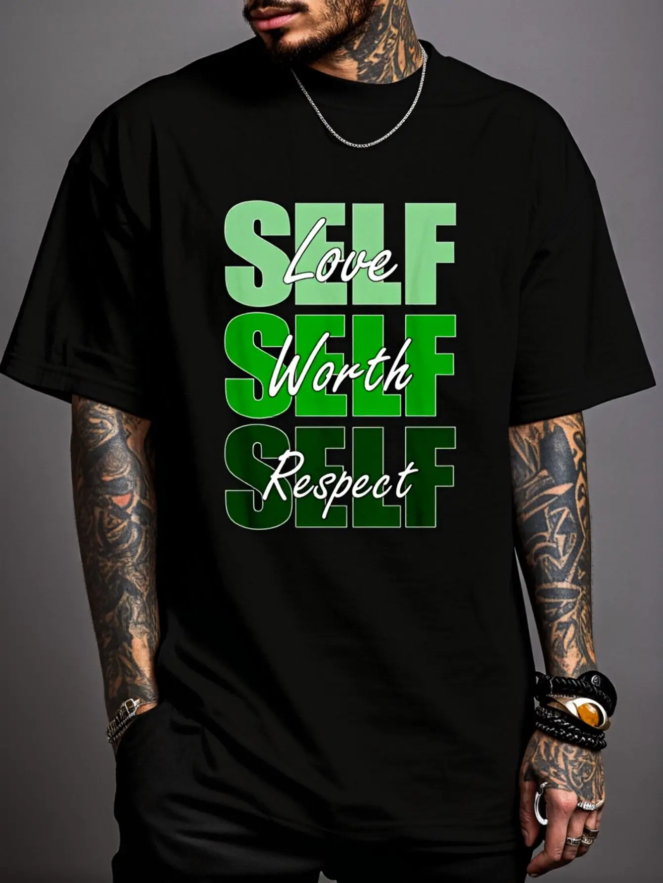 100% Cotton Green Self-Ish X3 Kelly Green Color Graphic T-Shirt Print T-Shirt Casual Crew Neck Short Sleeve Comfort Tee Top For Spring & Summer Men's Clothing
