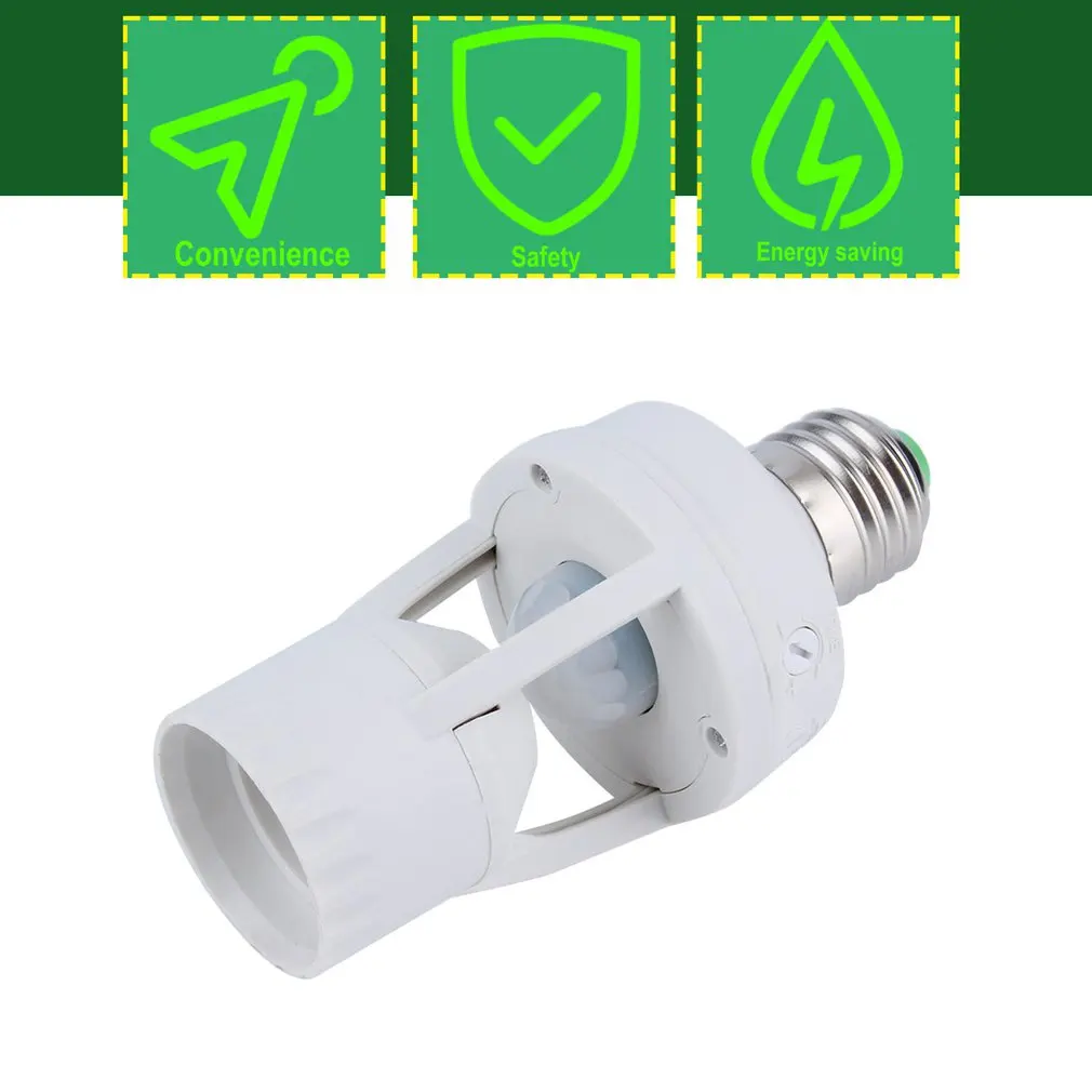 E27 Plug 360 Degree PIR Induction Motion Sensor Infrared Motion Detection Sensor Light Bulb Socket Switch Base Holder AC110-220V