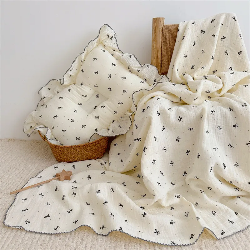 Cotton Swaddle Blanket Baby Blanket Solid Color Floral Print Muslin Cotton Swaddle New Born Stroller Cover